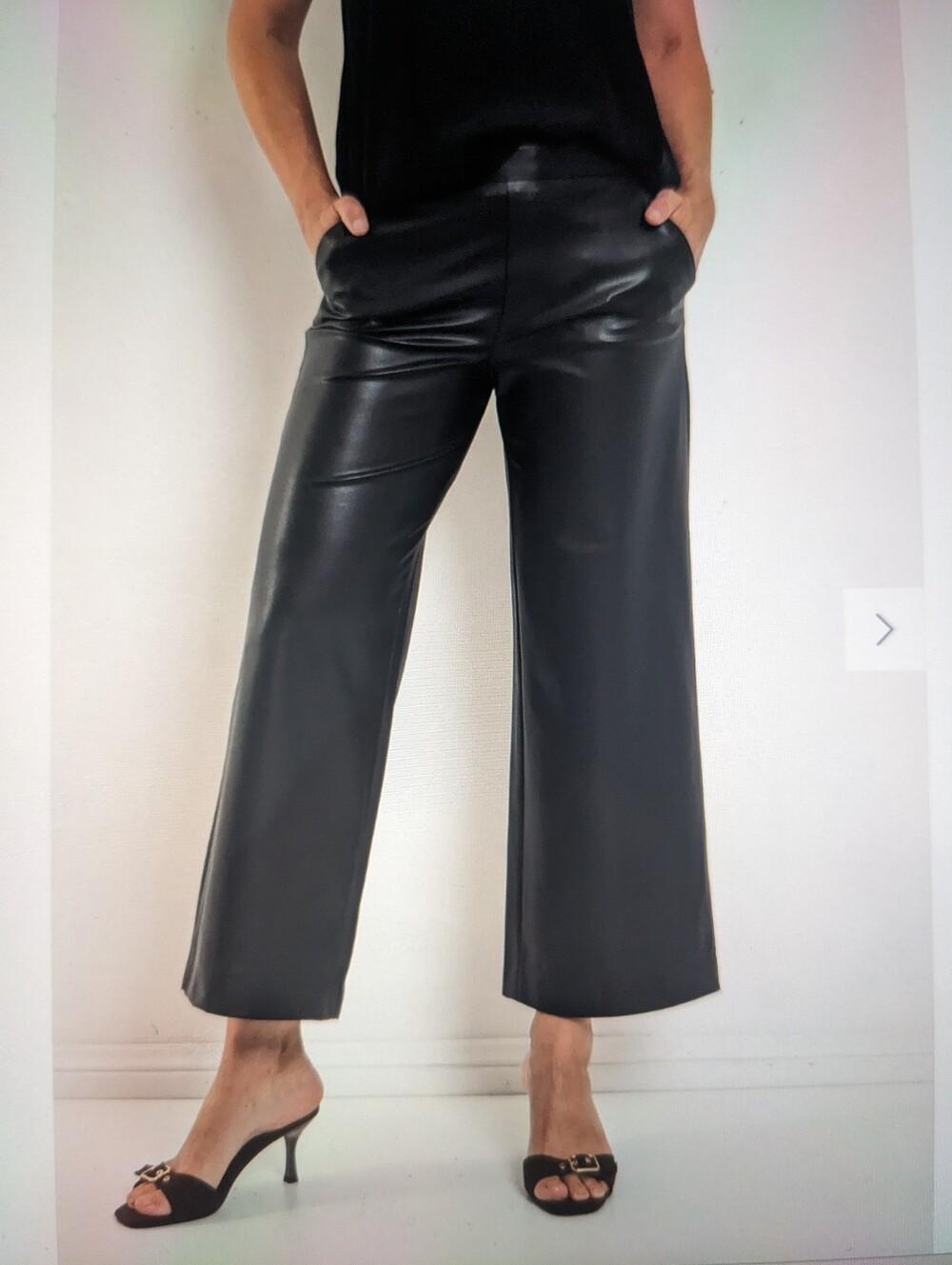 RAFFAELLO ROSSI Black Faux Leather Pants